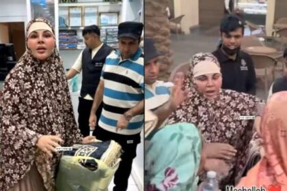 راکھی ساونت نے عمرہ کرنے کے بعد مکہ مکرمہ میں نمازی چٹائیاں تقسیم کیں۔