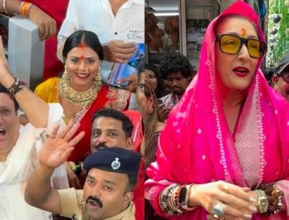 تعلقات کی افواہوں کے درمیان گووندا کو ممبئی میں اپنی ساتھی اداکارہ کومل رانی کے ساتھ پوجا کے دوران دیکھا گیا۔